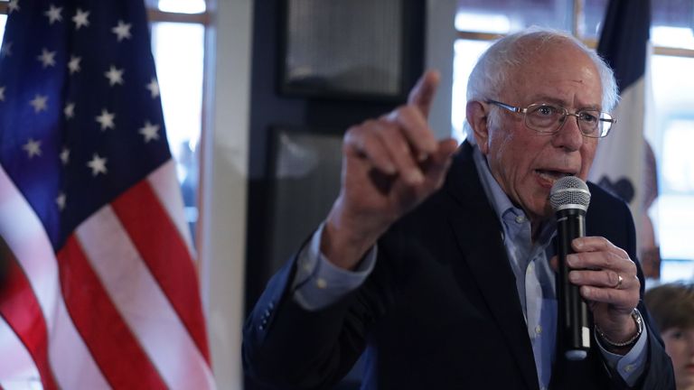Democratic presidential candidate Sen. Bernie Sanders (I-VT) speaks during a campaign event at Ingersoll Tap February 2, 2020 in Des Moines, Iowa