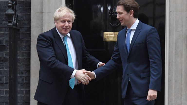 Boris Johnson held talks with Austrian Chancellor Sebastian Kurz in Downing Street on Tuesday
