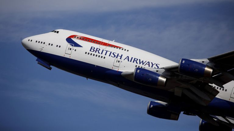 A British Airways aeroplane takes off from the runway at Heathrow Airport&#39;s Terminal 5 in west London, on September 13, 2019