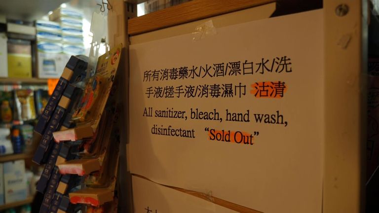 Shops in China are fast-running out of sanitiser 