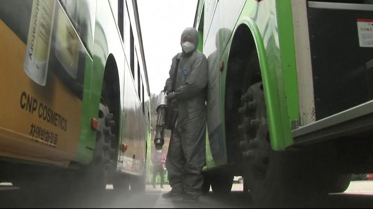 Hundreds of buses in South Korean capital Seoul were fumigated on Wednesday (February 26), amid rising coronavirus cases across the country.