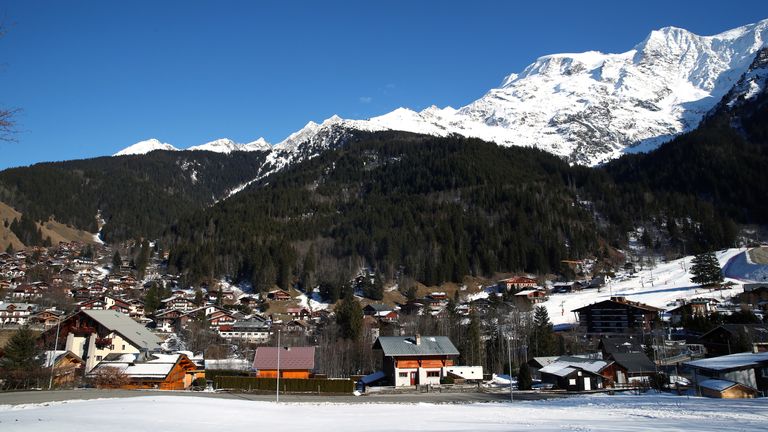 A general view shows the French Alpine resort of Les Contamines-Montjoie, France, where five British nationals including a child have been diagnosed with the coronavirus, after staying in the same ski chalet with a person who had been in Singapore, February 8, 2020. REUTERS/Denis Balibouse