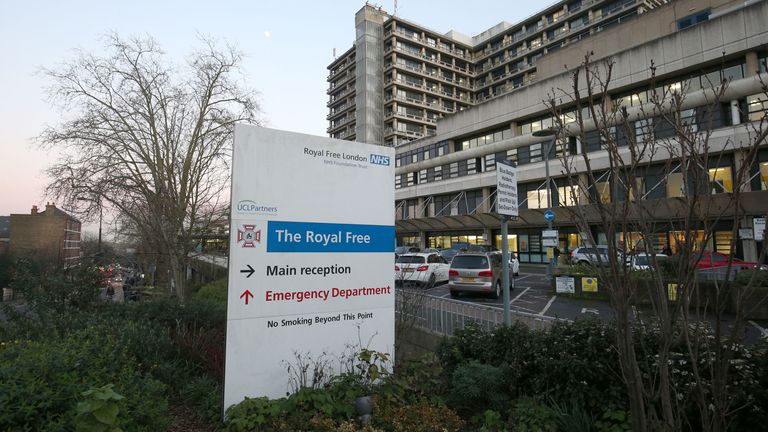 File photo dated 6/2/2020 of the Royal Free Hospital teaching hospital in the Hampstead area of the London Borough of Camden. Another person has tested positive for coronavirus in England, bringing the total number of cases in the UK to four. The latest patient diagnosed had come into contact with a previously confirmed UK case and is being treated at the Royal Free Hospital in London, chief medical officer for England Professor Chris Whitty said. PA Photo. Issue date: Sunday February 9, 2020. See PA story HEALTH Coronavirus. Photo credit should read: Jonathan Brady/PA Wire 