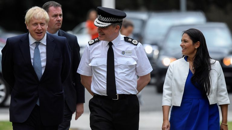 Prime Minister Boris Johnson and Home Secretary Priti Patel meet Chief Constable of West Midlands Police Dave Thompson