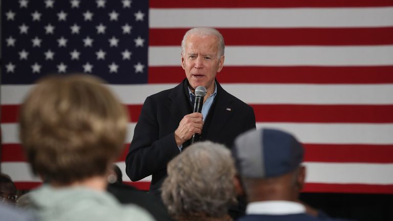 Democratic presidential candidate former Vice President Joe Biden speaks during a campaign event on February 01, 2020 in Waterloo, Iowa