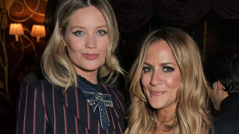 Laura Whitmore and Caroline Flack at the Vanity Fair EE Rising Star Party on January 31, 2019 in London.