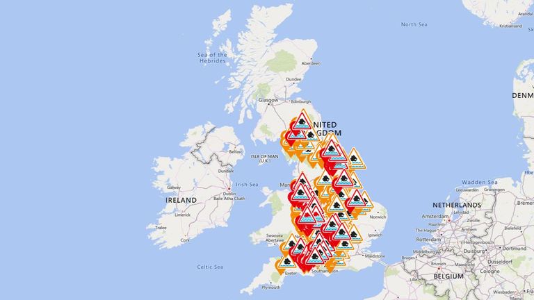 Flood alerts are in place across the country