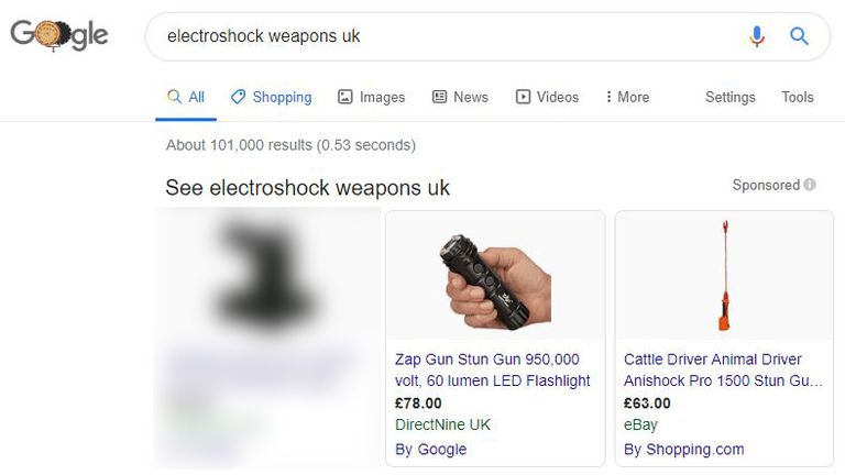 The ads for the illegal weapons appeared in Google Search