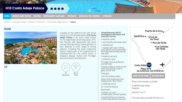 H10 Hotels describes the Costa Adeje Palace in Tenerife as &#39;iconic&#39; on its website