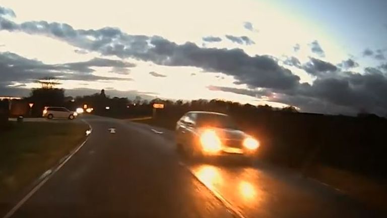 The oncoming car eventually pulls back onto the left side of the road. Pic: YouTube/Agent Smith