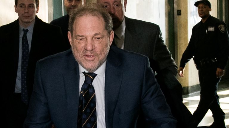 Harvey Weinstein arrives for his sexual assault trial
