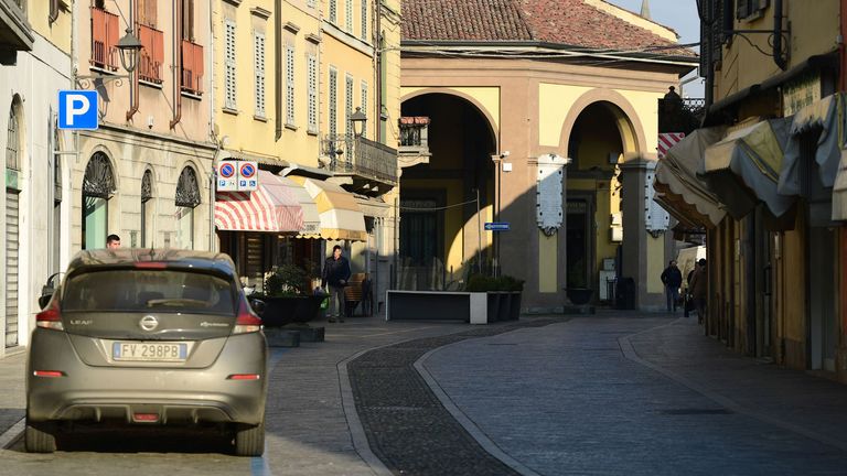 Streets of Codogno deserted of people on Saturday morning