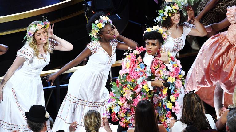Janelle Monae highlighted #OscarsSoWhite, a theme that ran through the event