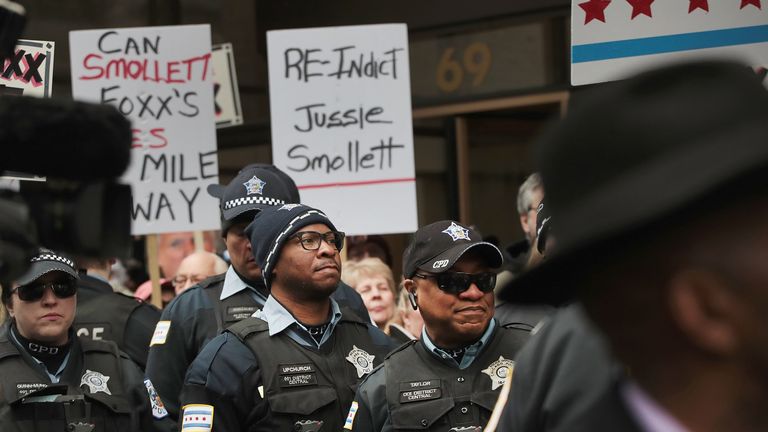 Last year, police staged protests when charges against Smollett were first dropped