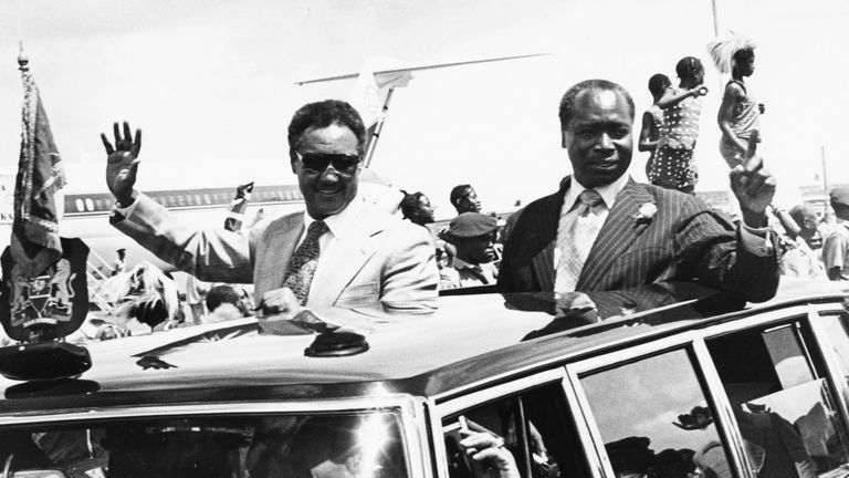 Daniel Arap Moi (right) in Nairobi in 1979