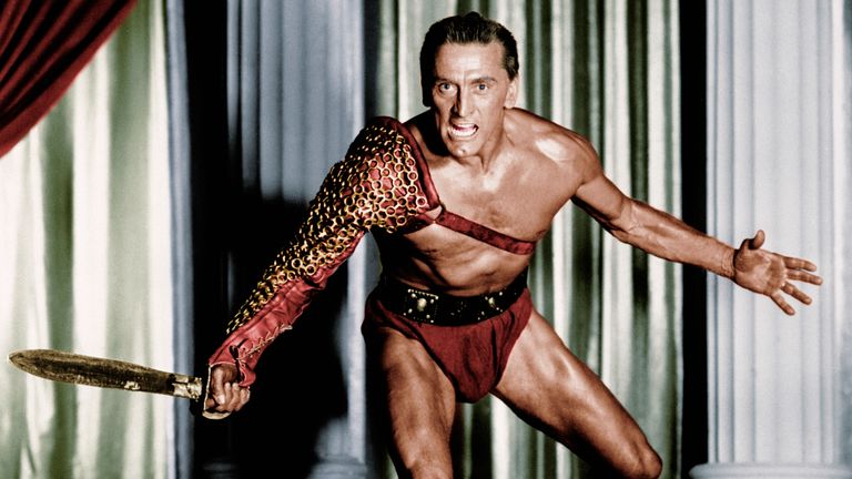 Kirk Douglas as Spartacus in one of his most famous films