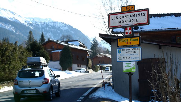 A general view shows the French Alpine resort of Les Contamines-Montjoie, France, where five British nationals including a child have been diagnosed with the coronavirus, after staying in the same ski chalet with a person who had been in Singapore, February 8, 2020. REUTERS/Denis Balibouse