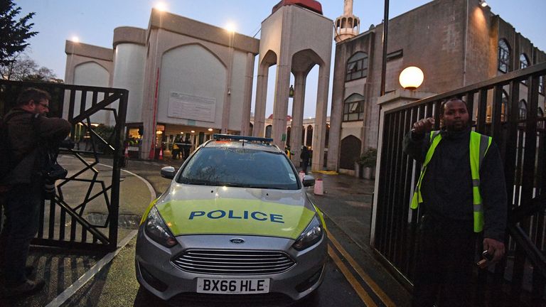 Police at the mosque in central London
