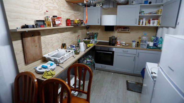 The secret underground facility was equipped with a kitchen