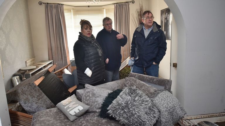 Welsh First Minister Mark Drakeford (centre) has been visiting many of the 1,000 properties affected by Storm Dennis