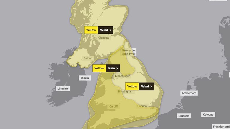 Weather warnings for Sunday as Storm Dennis continues