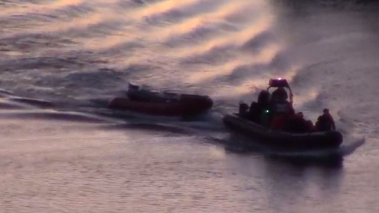 The migrants were brought ashore at Dover by coastguard