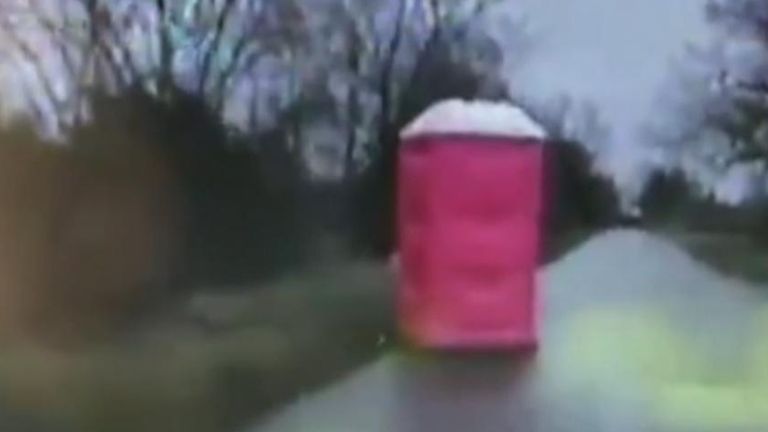 Portable toilet is discovered floating along road by Cambridgeshire police