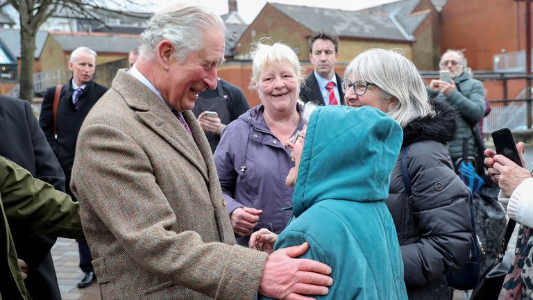 The Prince of Wales chatted with residents of Pontypridd