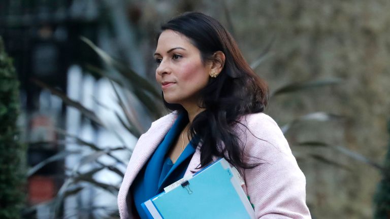 Home Secretary Priti Patel arrives in Downing Street to attend a cabinet meeting