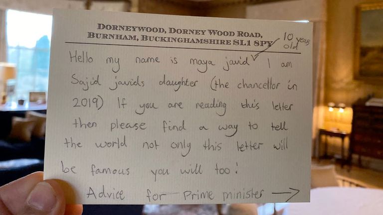 Sajid Javid revealed his daughter's note
