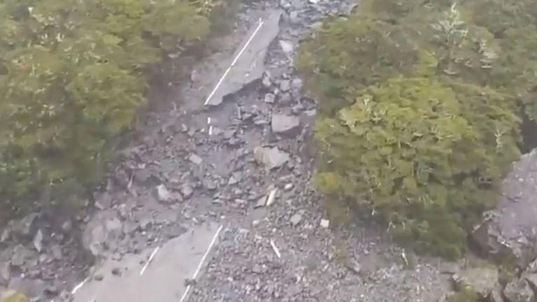 A main road in Fiordland has been badly damaged by flooding. Pic: NZ Transport Authority