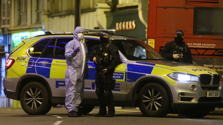 Forensic experts at the scene of the terrorist attack in south London