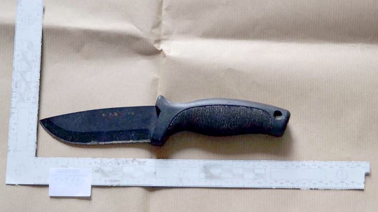 A combat knife was recovered from Amman&#39;s home after he was arrested in 2018