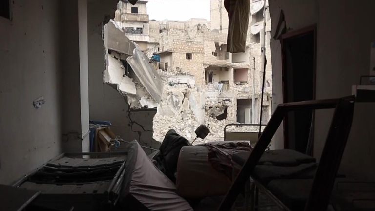 The hospital in Ariha, south of Idlib, was destroyed when it was hit two weeks ago