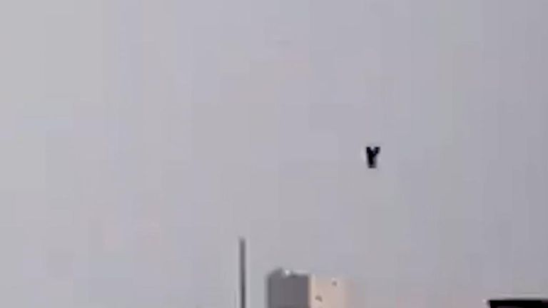 A barrel drops on Idlib. The weapons are illegal under international law