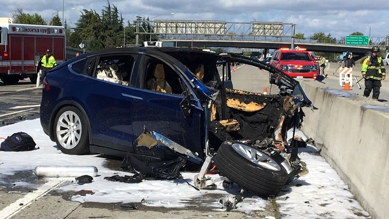 The deadly collision happened in California in March 2018. Pic: KTVU/NBC News