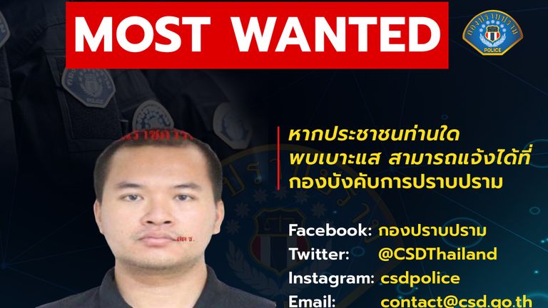 Thailand Police have issued a wanted poster as they attempt to arrest the suspect