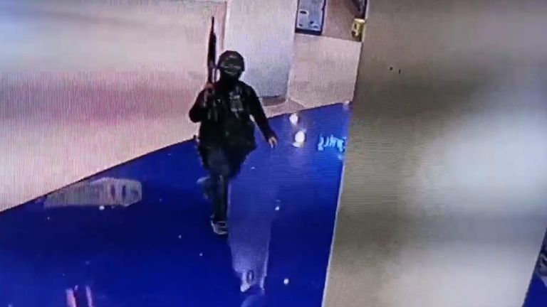 Jakrapanth Thomma is seen on CCTV inside the shopping centre
