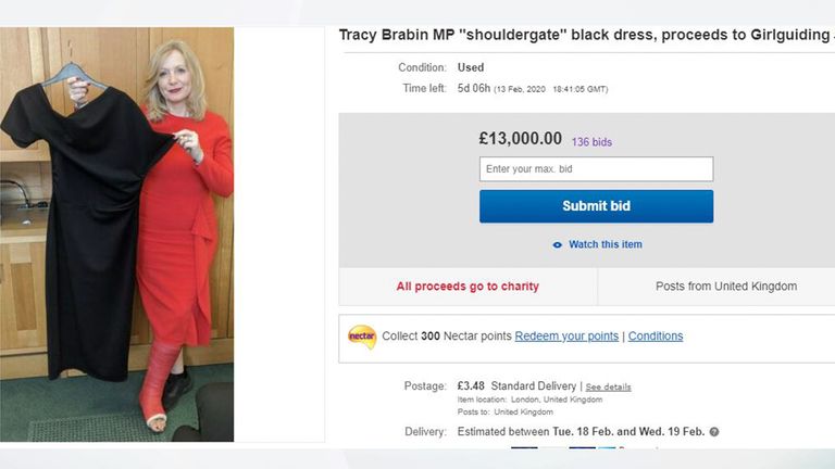 Bids for the dress reached £12,800 on Saturday morning