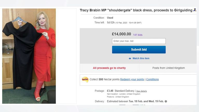 Bids for the dress reached £14,000 by Saturday afternoon