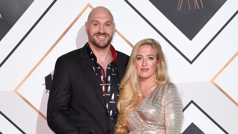 Tyson Fury and wife attends the Sports Personality of the Year Awards 2018 at the Vox Conference Centre, Resorts World, Birmingham..16/12/2018.Credit Photo ..Karwai Tang.For more information, please contact:.Karwai Tang 07950 192531.karwai@karwaitang.com.