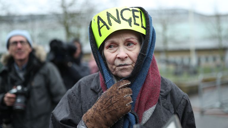 Vivienne Westwood joined the protests calling for Mr Assange&#39;s release