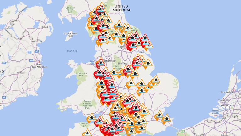 There are more than 100 flood warnings in place. Pic: Environment Agency