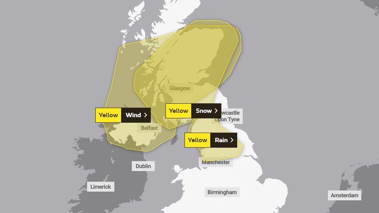 The Met Office weather alert for Monday