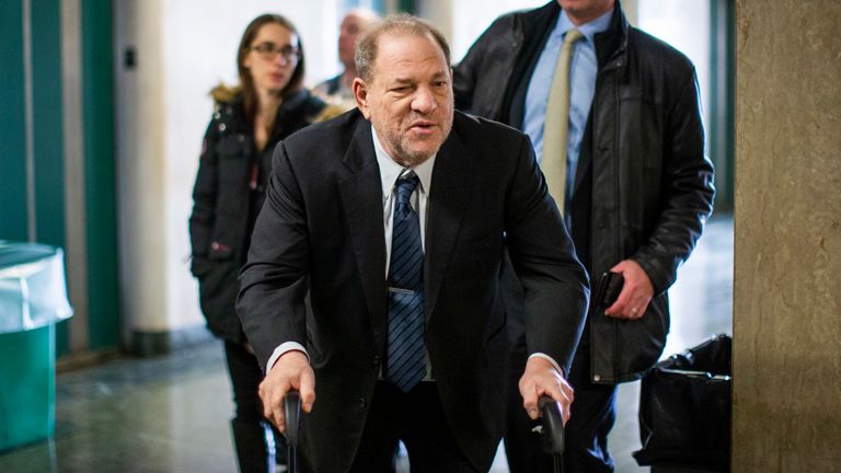 Former film producer Harvey Weinstein arriving at court on Monday