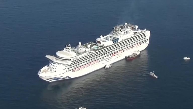 Cruise liner sits off Yokohama, Japan, with 10 positive coronavirus cases confirmed among those on board 