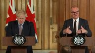 Boris Johnson (left) and Sir Patrick Vallance (right) laid out the UK&#39;s planned response earlier today