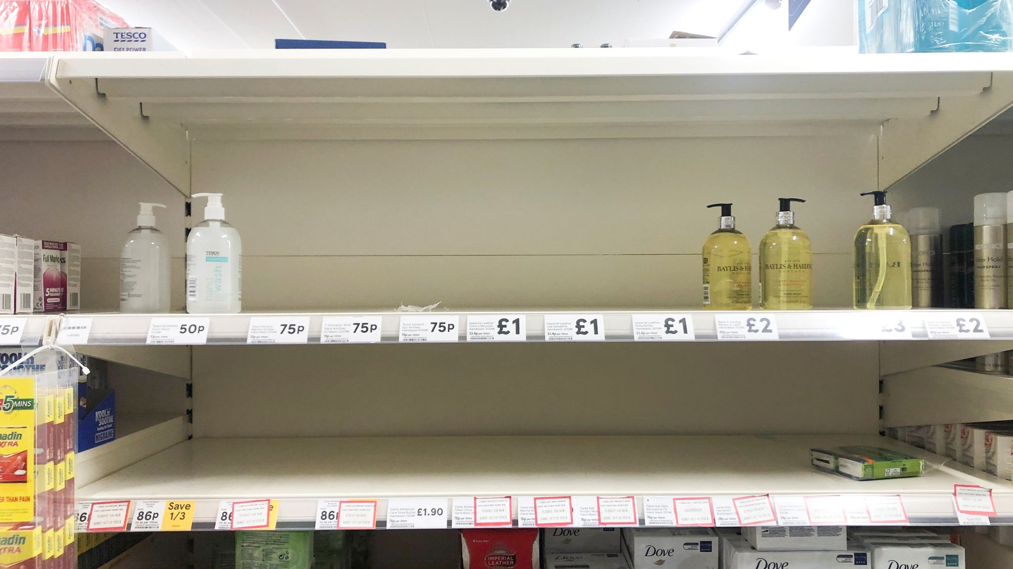 Image result for coronavirus empty shelves handwash