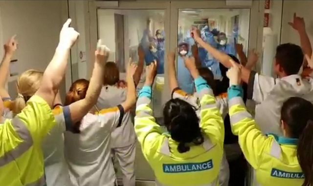 Coronavirus: Paramedics serenade frontline hospital staff with rendition of You'll Never Walk Alone