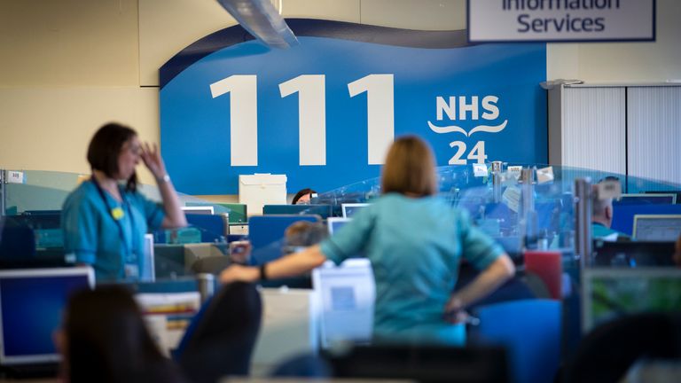 The NHS 24 contact centre at the Golden Jubilee National Hospital in Glasgow which First Minister Nicola Sturgeon visited to meet staff supporting Scotlands public information response to coronavirus (COVID-19).